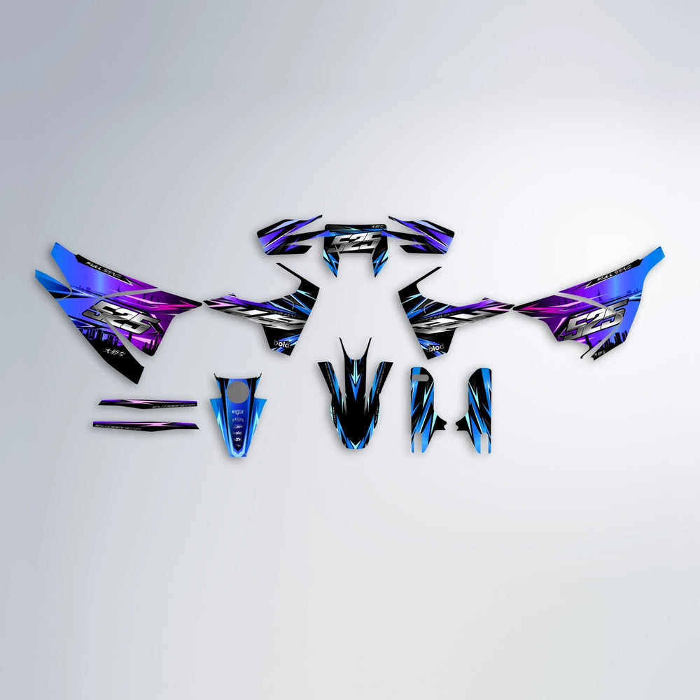 ADVANCE Husqvarna 701 graphics kit parts layout in Blue Purple Fade