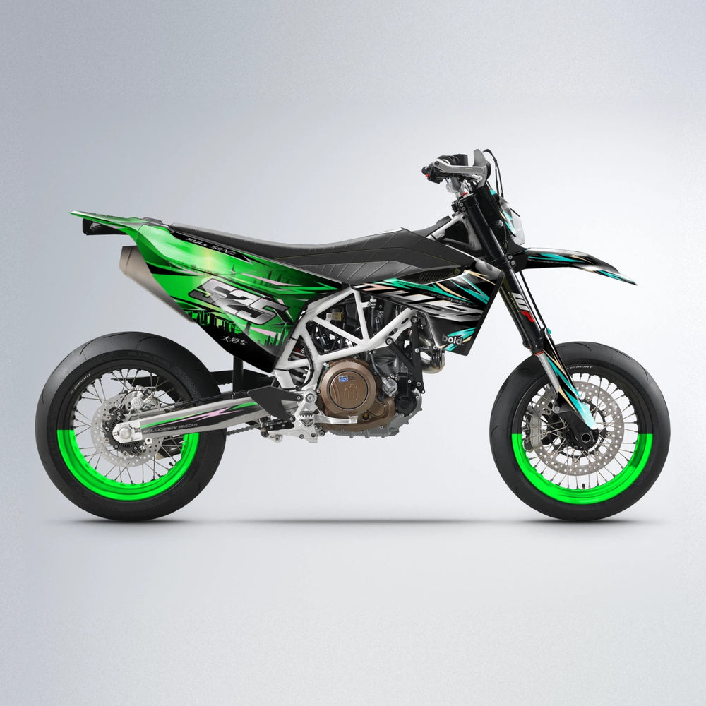 ADVANCE Husqvarna 701 supermoto graphics kit in Cyan & Green