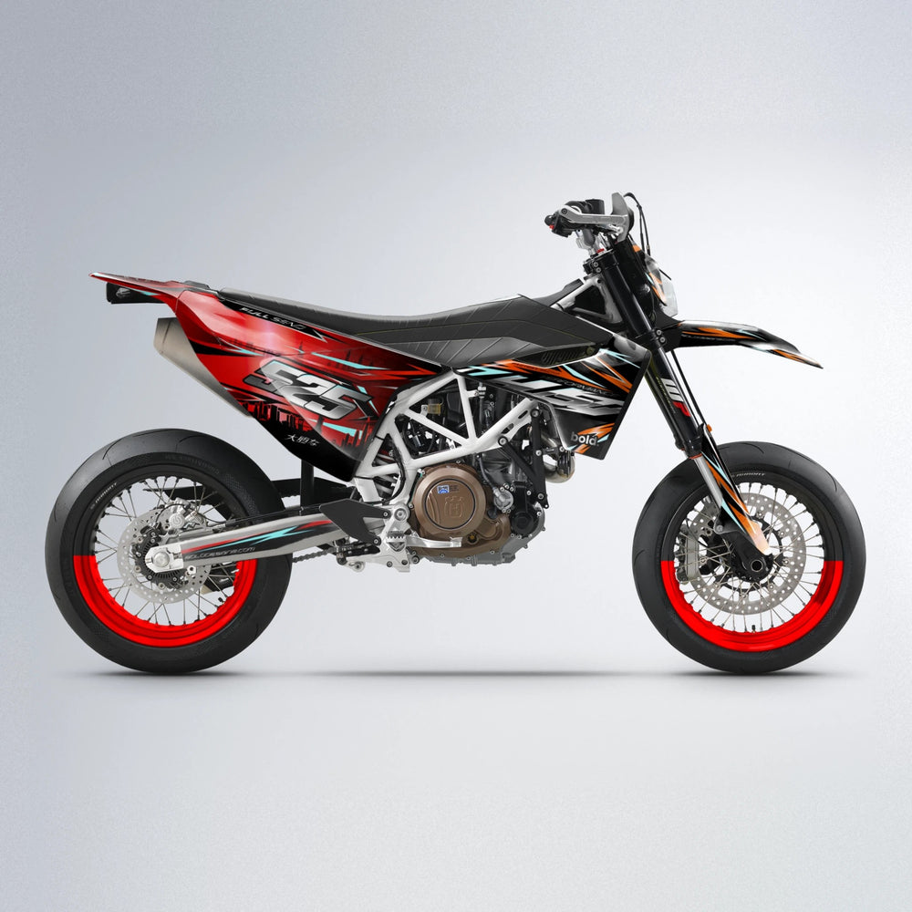 ADVANCE Husqvarna 701 supermoto graphics kit in Red & Orange