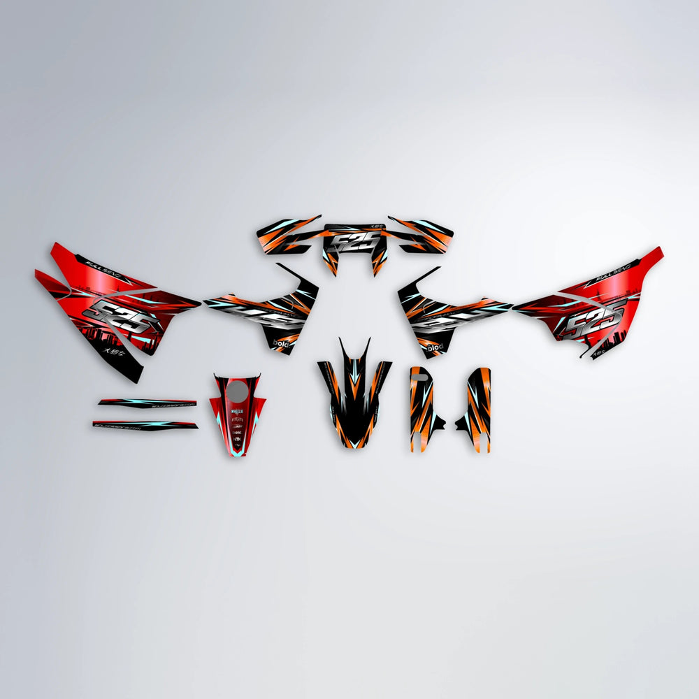 ADVANCE Husqvarna 701 graphics kit parts layout in Red & Orange