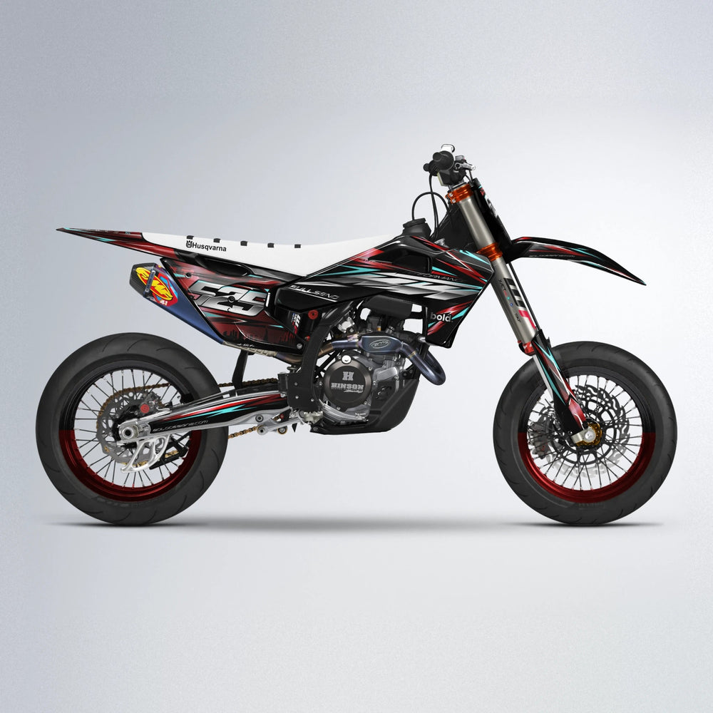 ADVANCE Husqvarna FE/TE supermoto graphics kit in Black & Red