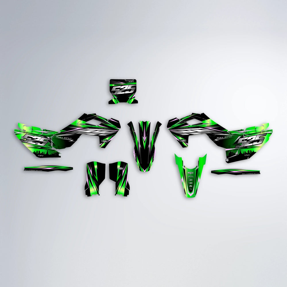 ADVANCE Husqvarna FE/TE graphics kit parts layout in Green