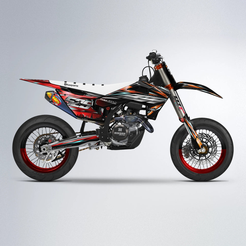 ADVANCE Husqvarna FE/TE supermoto graphics kit in Red & Orange