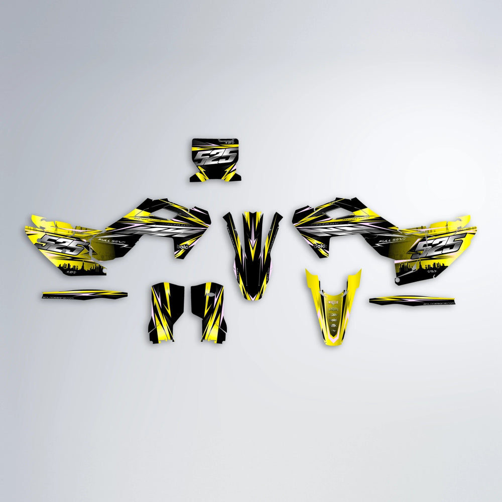 ADVANCE Husqvarna FE/TE graphics kit parts layout in Yellow