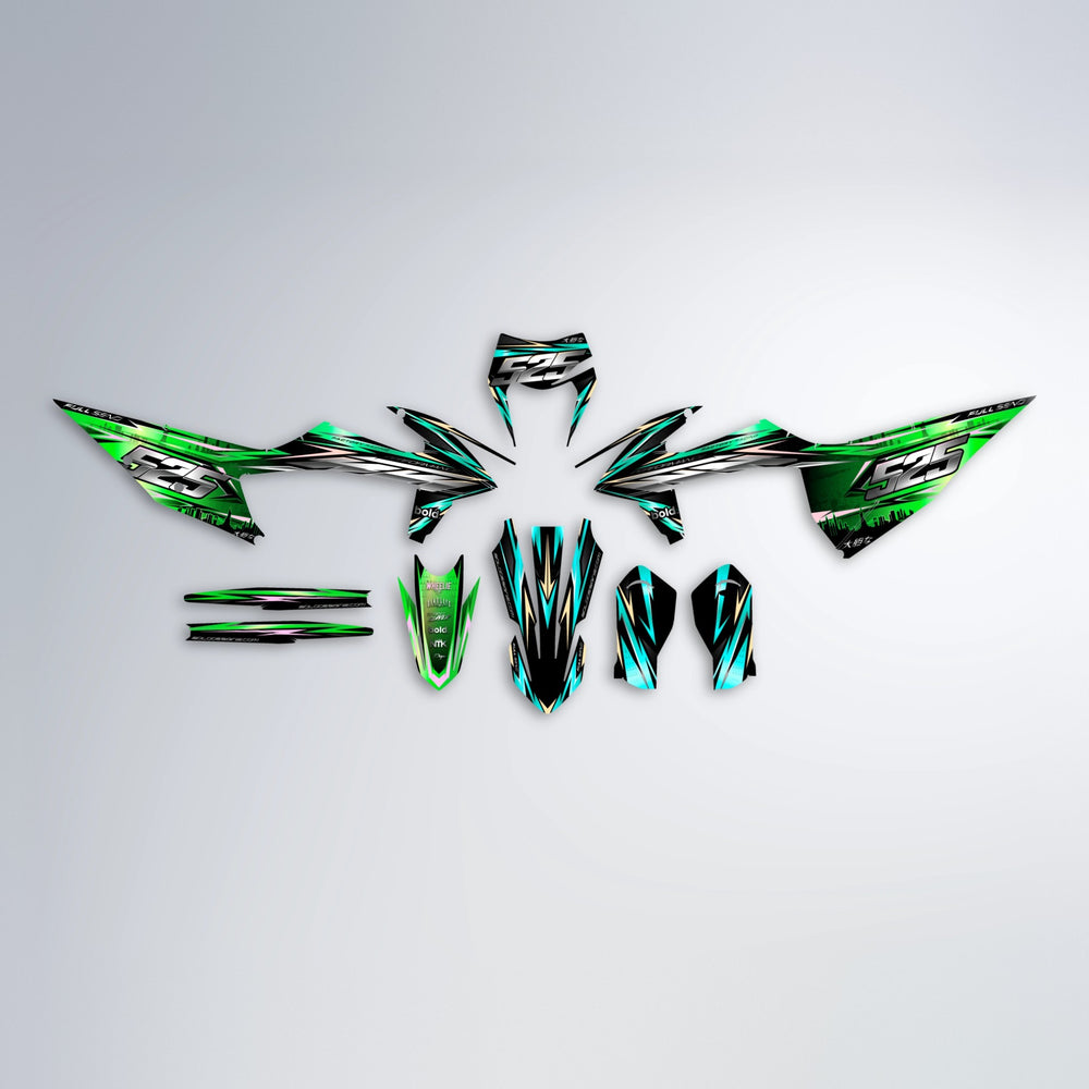 ADVANCE graphics kit parts layout in Cyan & Green