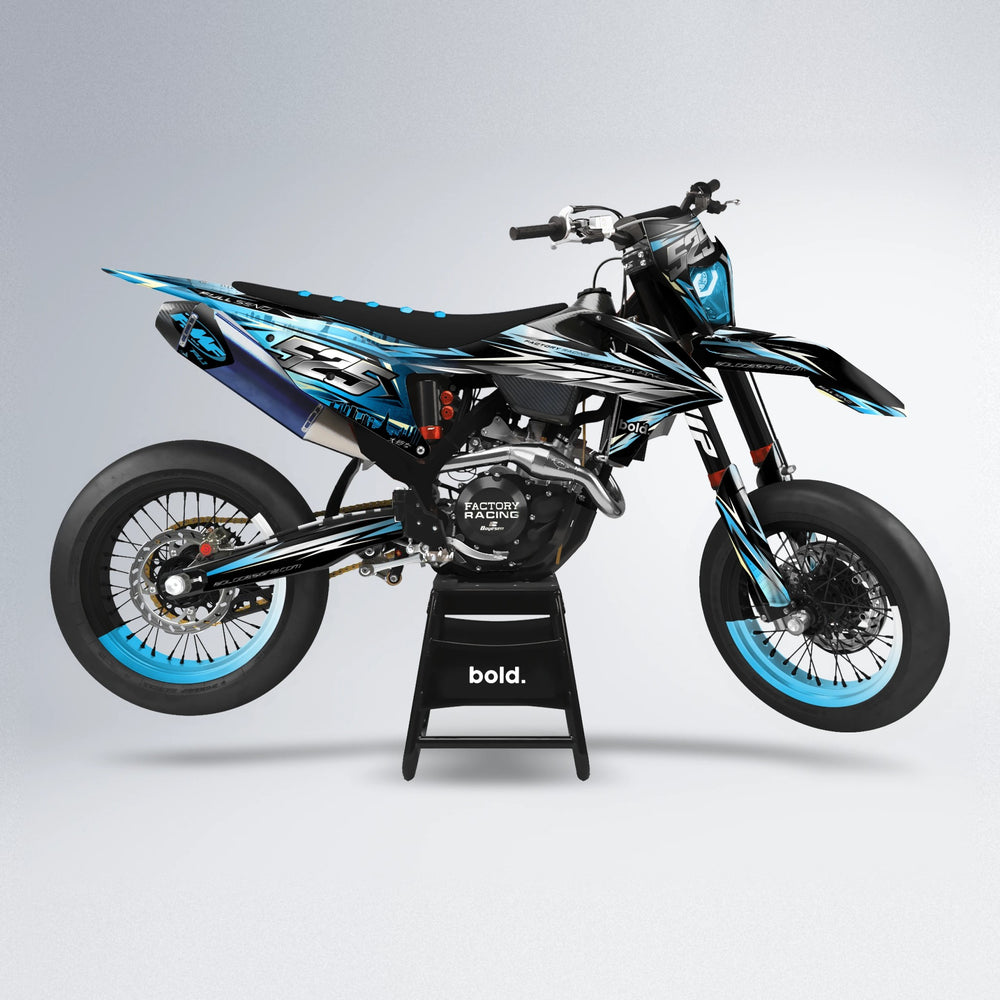 ADVANCE supermoto graphics kit in Light Blue & White