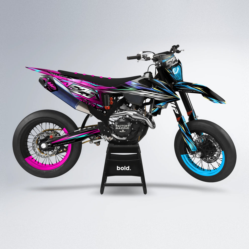 ADVANCE supermoto graphics kit in Pink & Light Blue