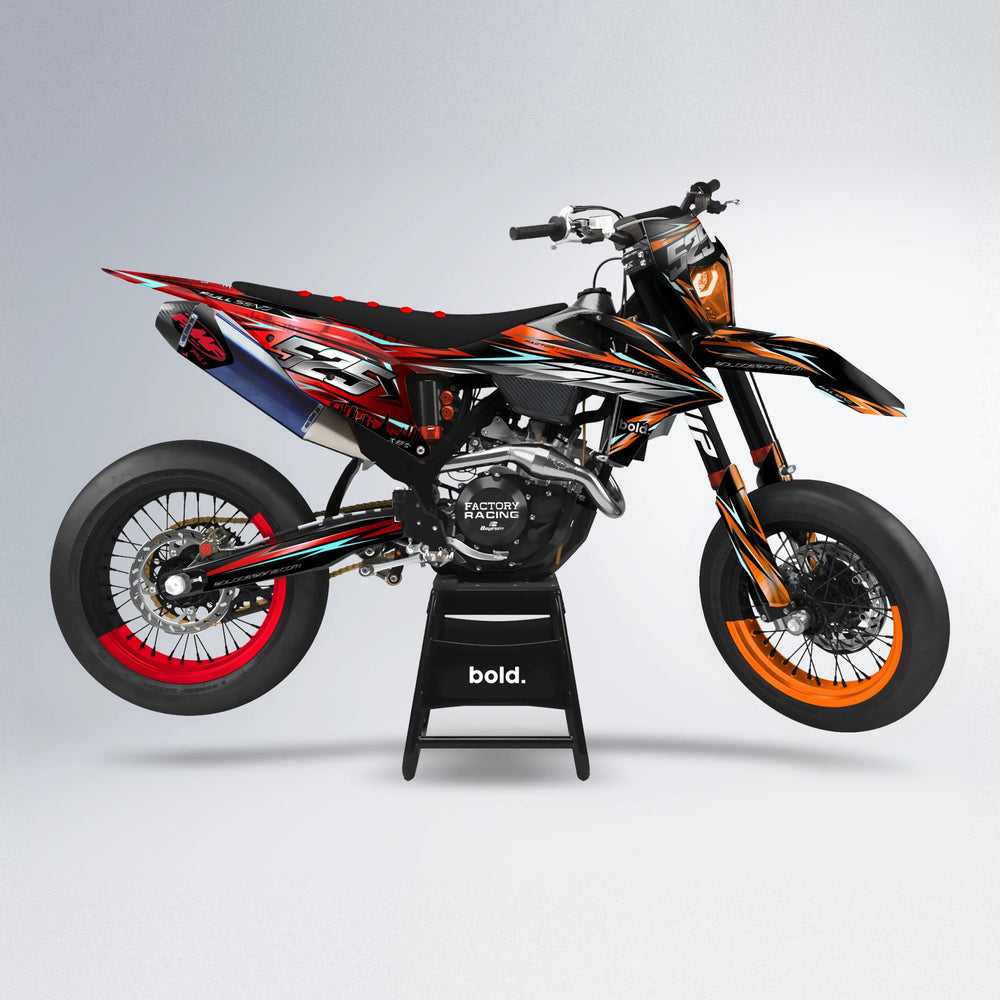 ADVANCE supermoto graphics kit in Red & Orange