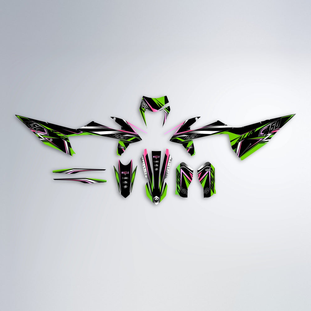ALIN V2 graphics kit parts layout in Green (Silverchrome)