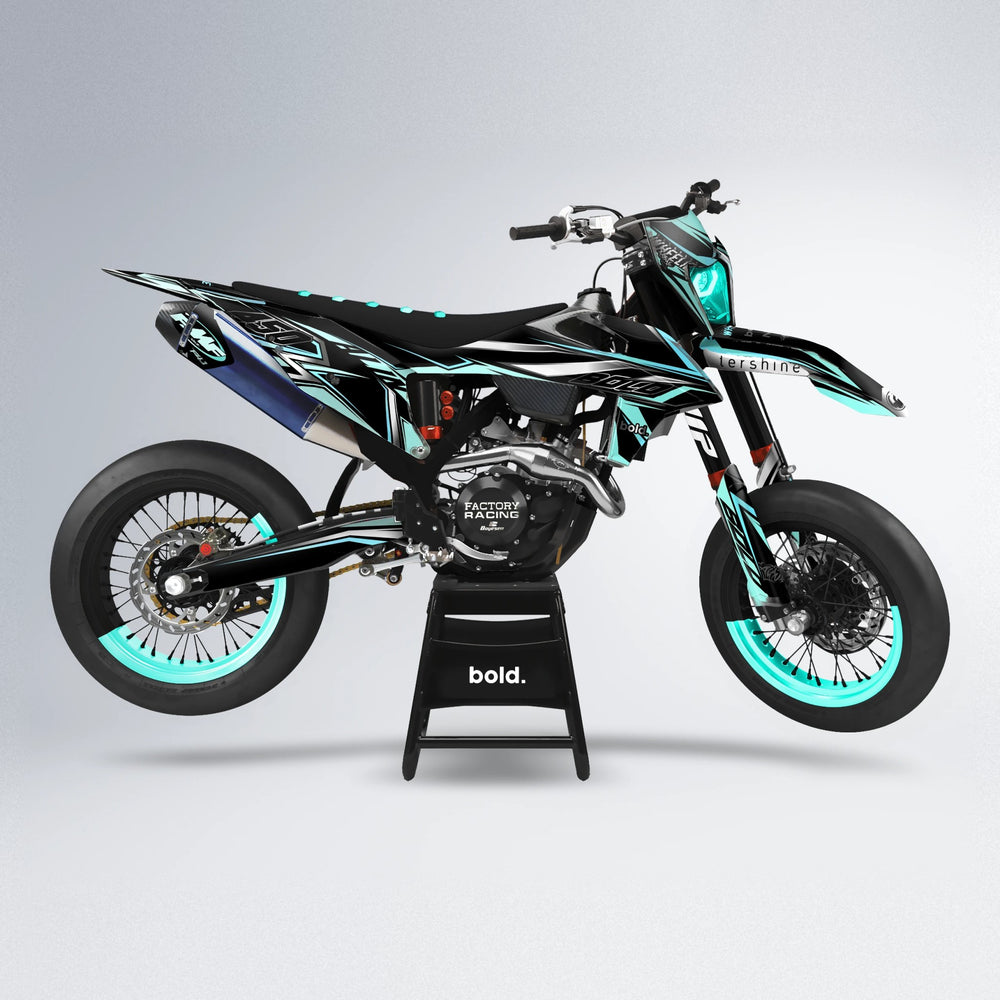 ALIN V2 supermoto graphics kit in Mint (Silverchrome)