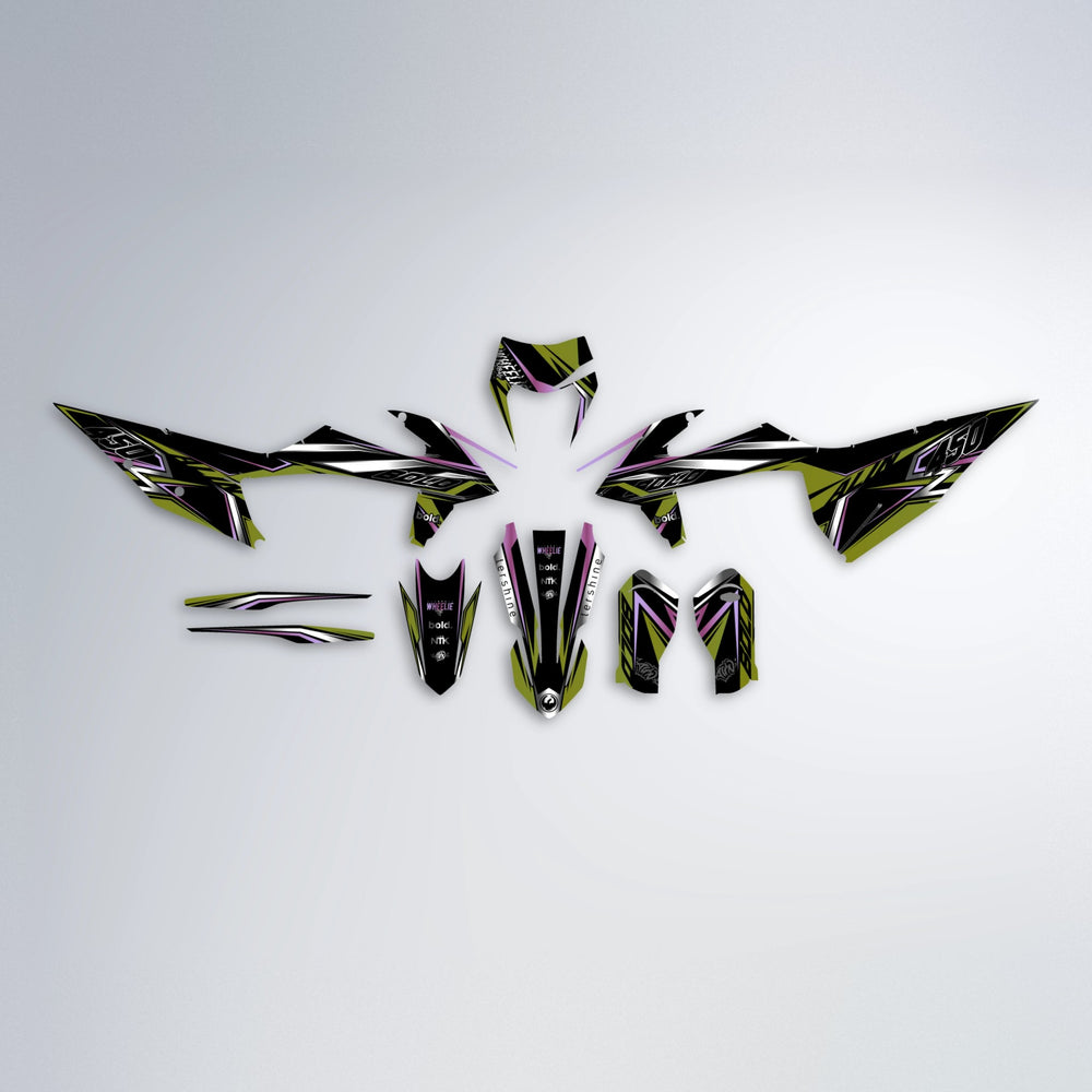 ALIN V2 graphics kit parts layout in Olive (Silverchrome)