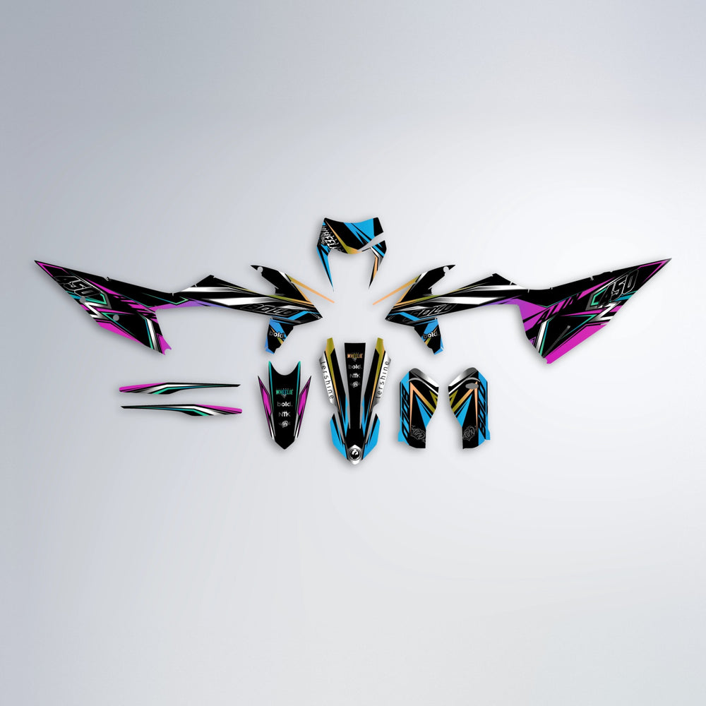 ALIN V2 graphics kit parts layout in Pink & Light Blue (Silverchrome)