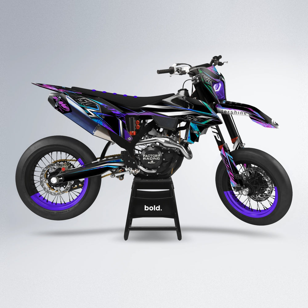 ALIN V2 supermoto graphics kit in Purple Holo (Silverchrome)