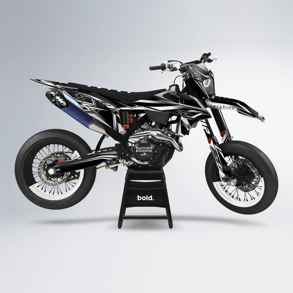 ALIN V2 supermoto graphics kit in White (Silverchrome)
