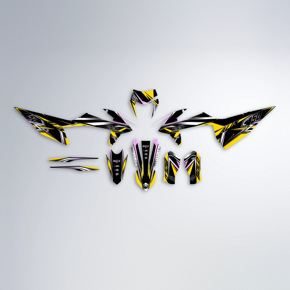 ALIN V2 graphics kit parts layout in Yellow (Silverchrome)