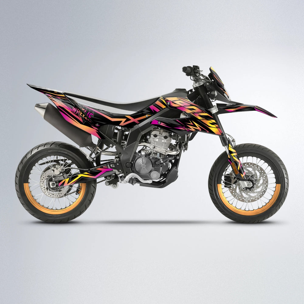 ANXIETY Aprilia SX 125 supermoto graphics kit in Pink & Yellow
