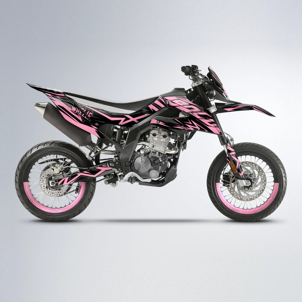 ANXIETY Aprilia SX 125 supermoto graphics kit in Sakura Pink