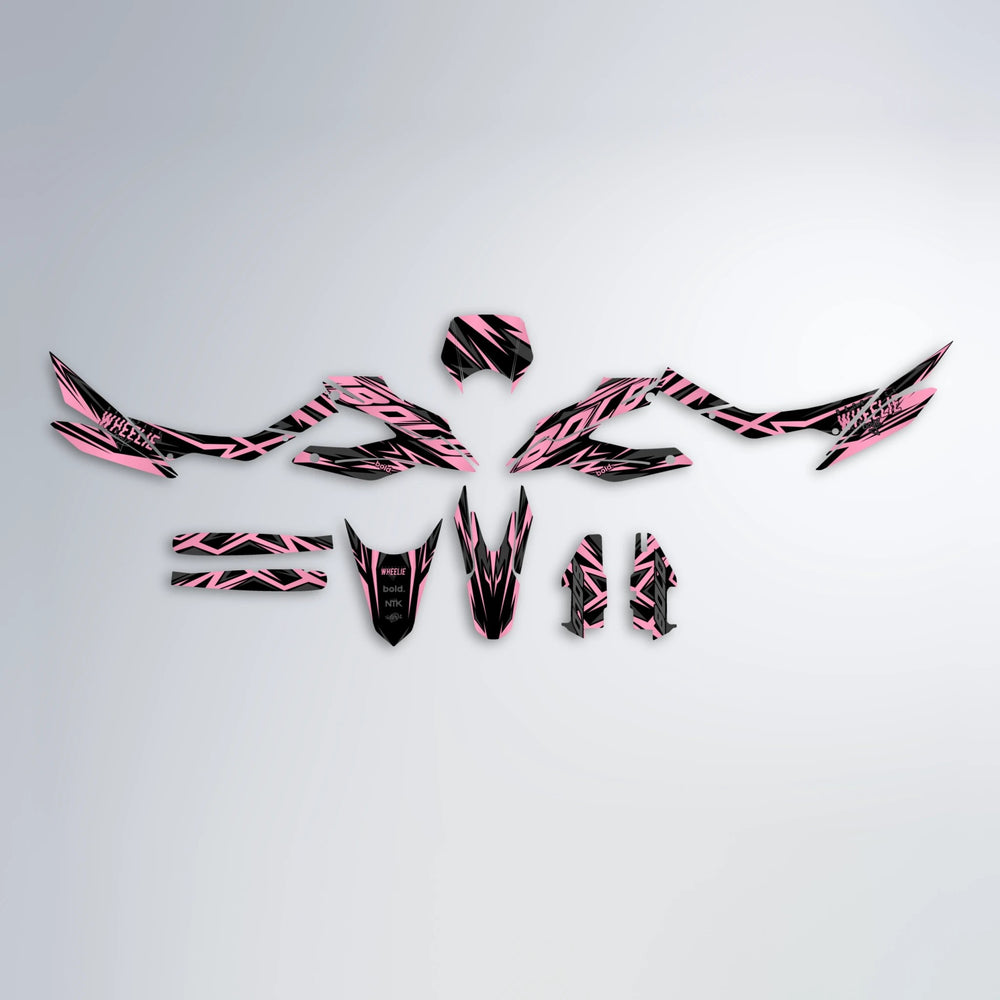 ANXIETY Aprilia SX 125 graphics kit parts layout in Sakura Pink