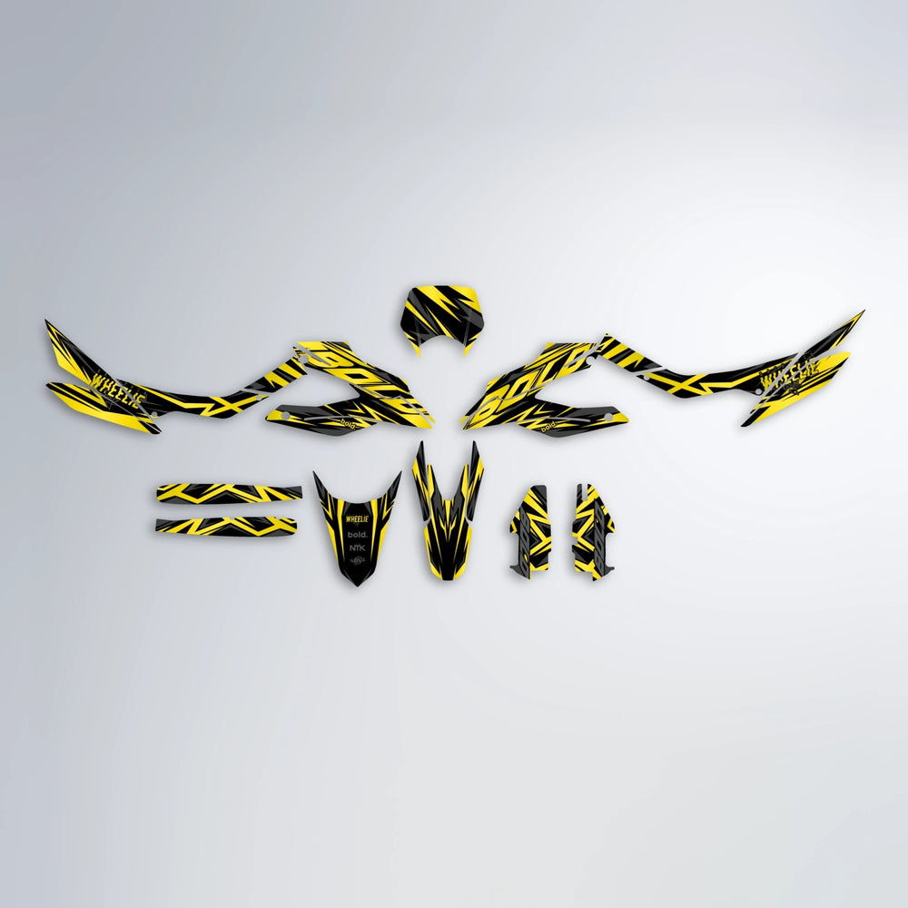 ANXIETY Aprilia SX 125 graphics kit parts layout in Yellow