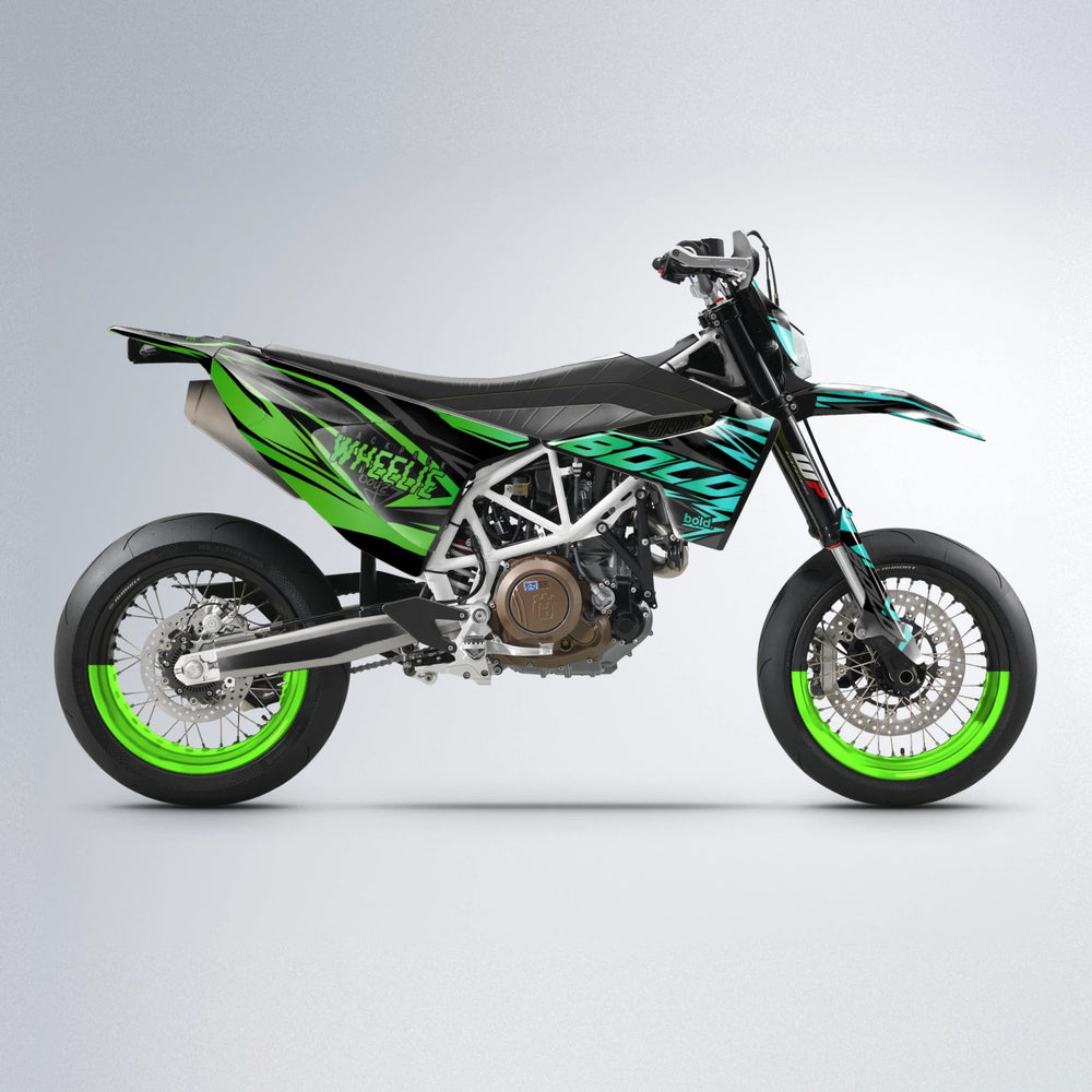 ANXIETY Husqvarna 701 supermoto graphics kit in Cyan & Green