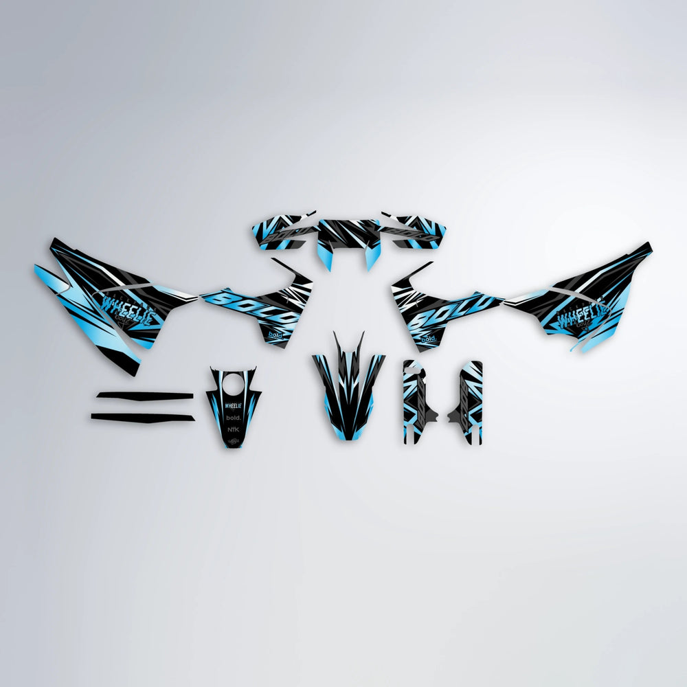 ANXIETY Husqvarna 701 graphics kit parts layout in Light Blue & White
