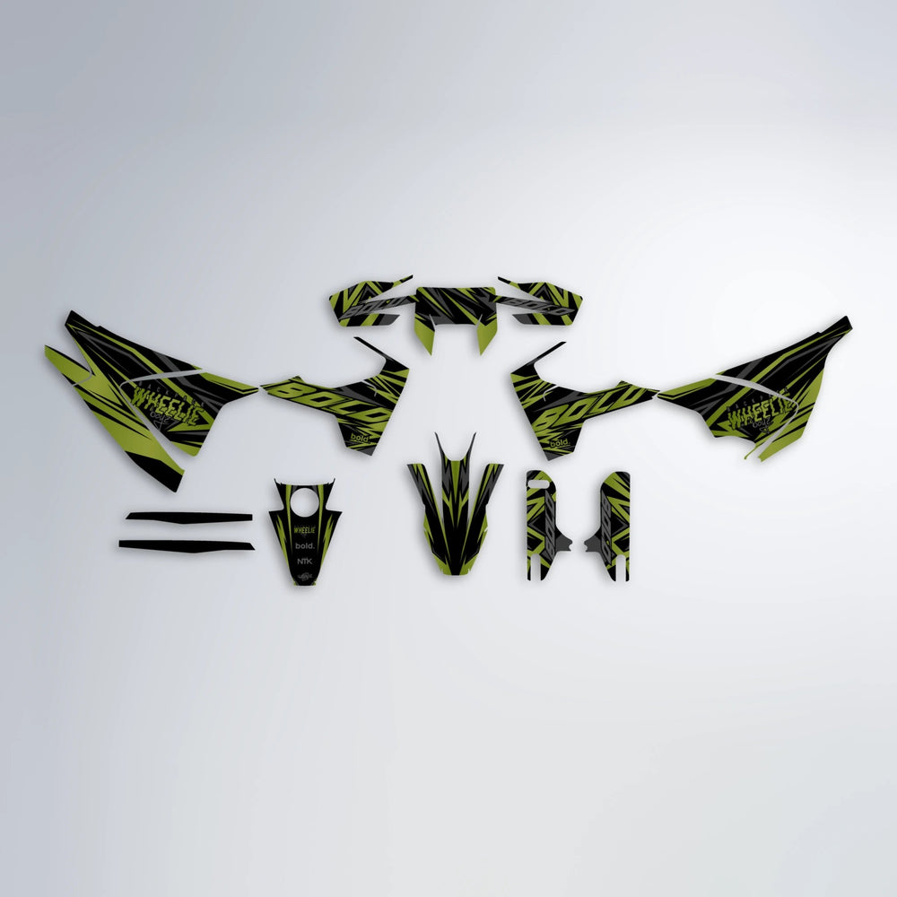 ANXIETY Husqvarna 701 graphics kit parts layout in Olive