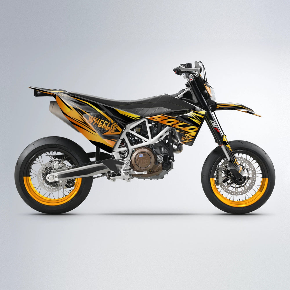 ANXIETY Husqvarna 701 supermoto graphics kit in Orange & Yellow