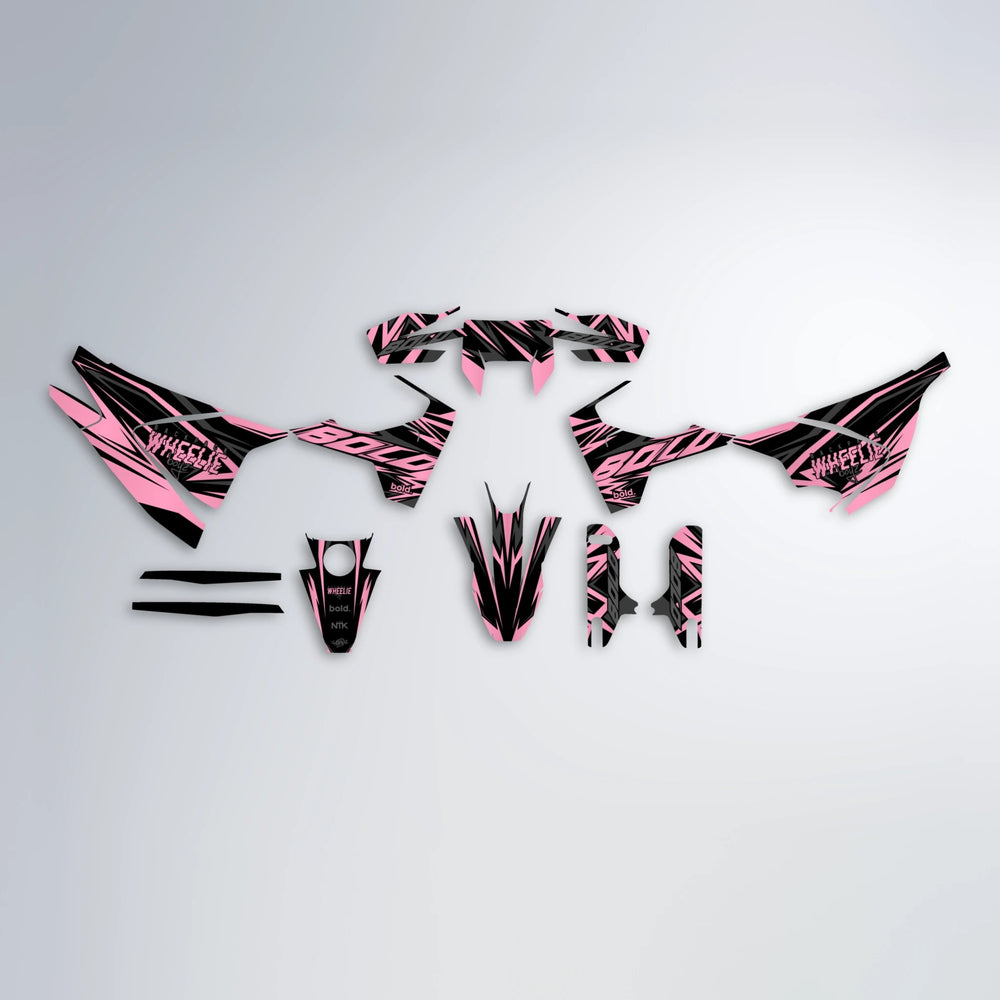 ANXIETY Husqvarna 701 graphics kit parts layout in Sakura Pink