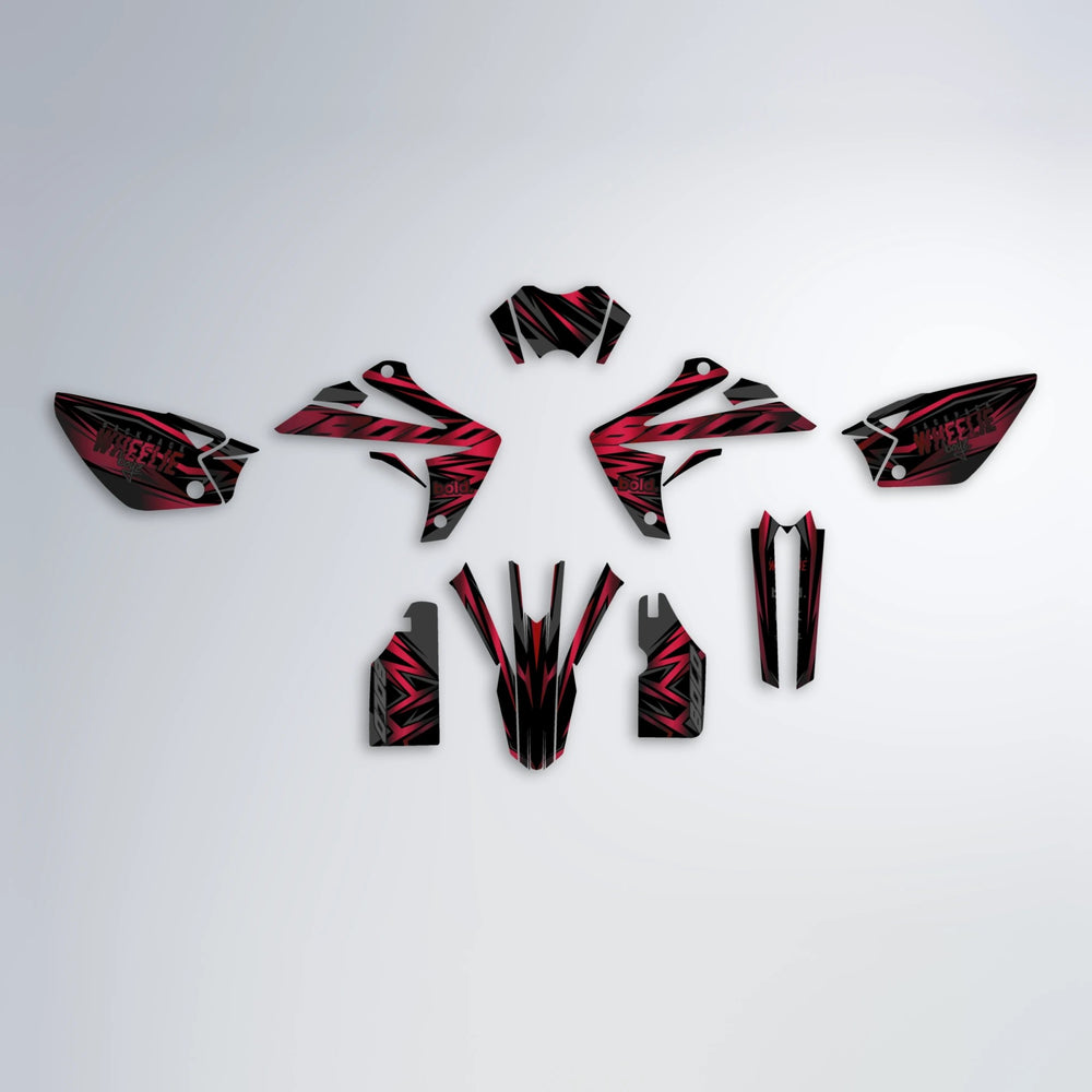 ANXIETY Rieju MRT graphics kit parts layout in Black & Red