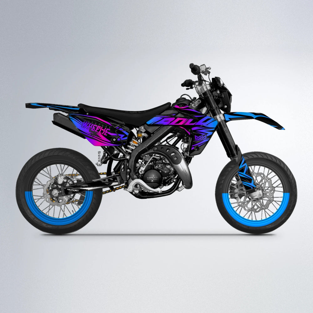 ANXIETY Rieju MRT supermoto graphics kit in Blue Purple Fade