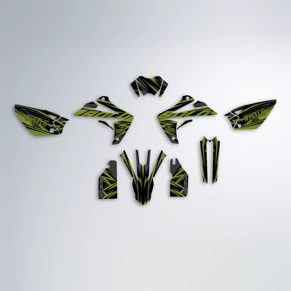 ANXIETY Rieju MRT graphics kit parts layout in Olive