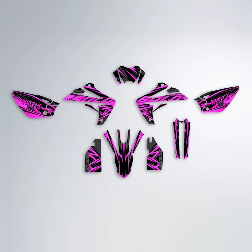 ANXIETY Rieju MRT graphics kit parts layout in Pink