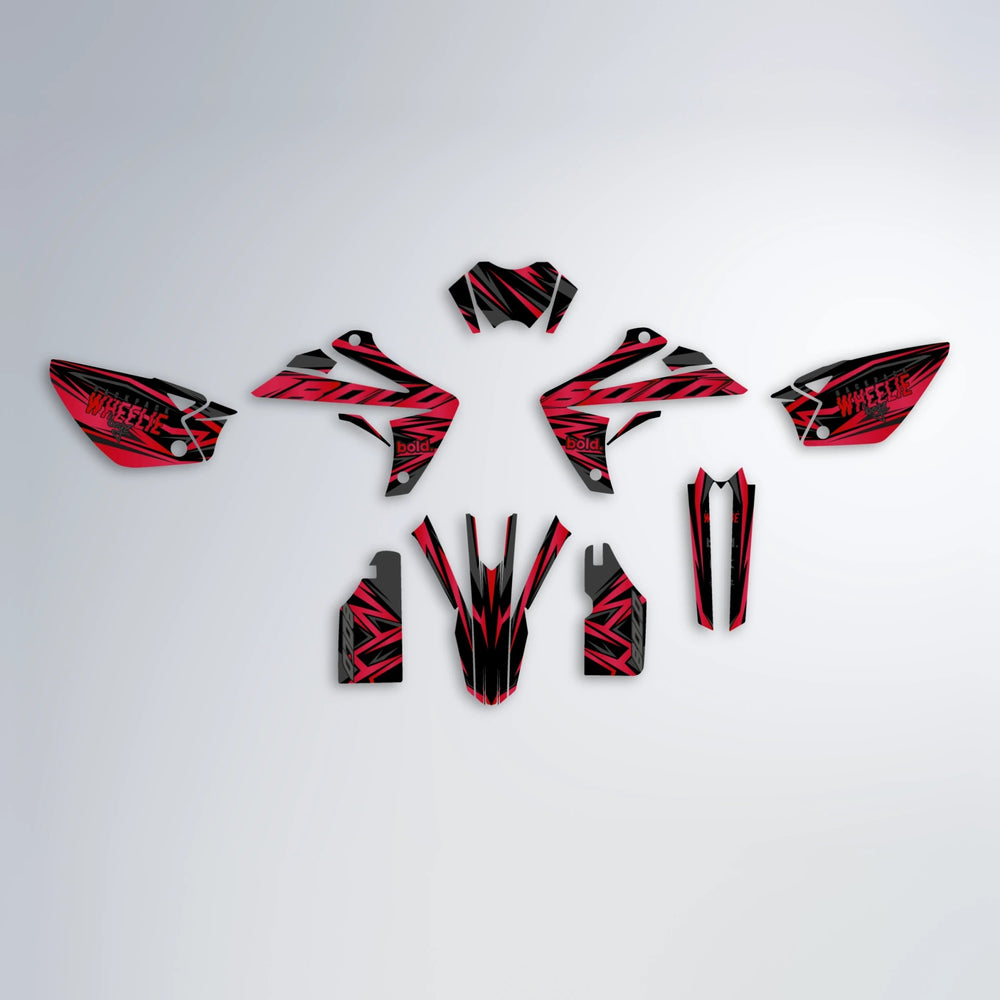 ANXIETY Rieju MRT graphics kit parts layout in Red