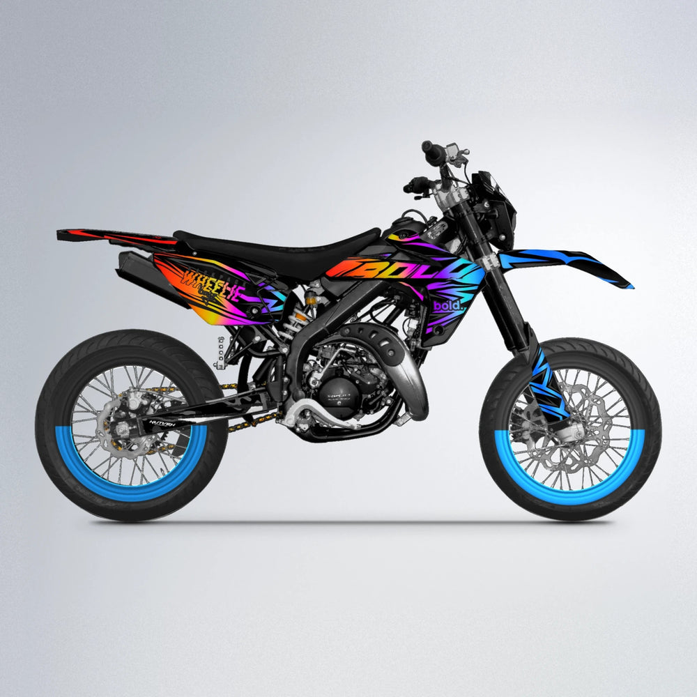 ANXIETY Rieju MRT supermoto graphics kit in Sunset Fade