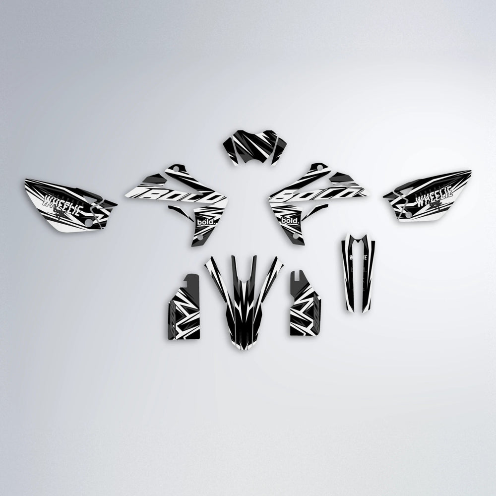 ANXIETY Rieju MRT graphics kit parts layout in White