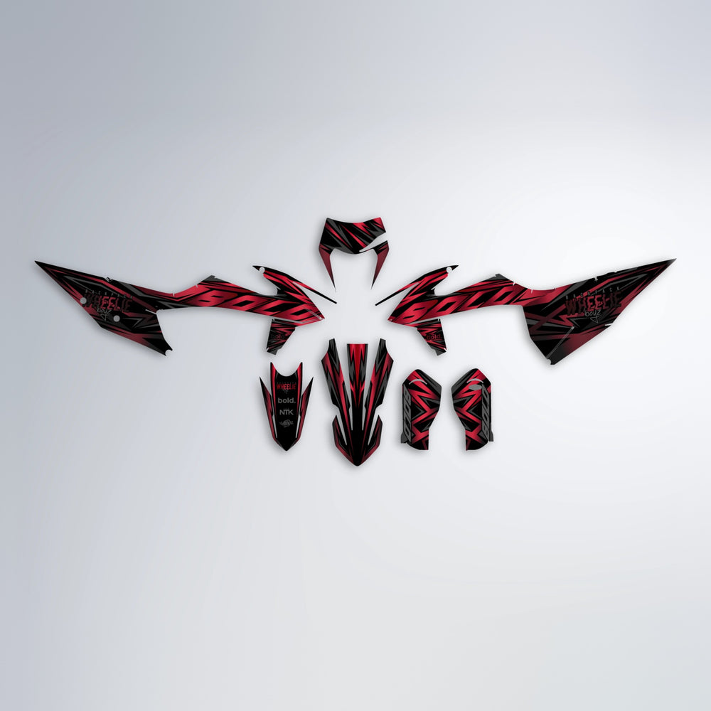 ANXIETY graphics kit parts layout in Black & Red