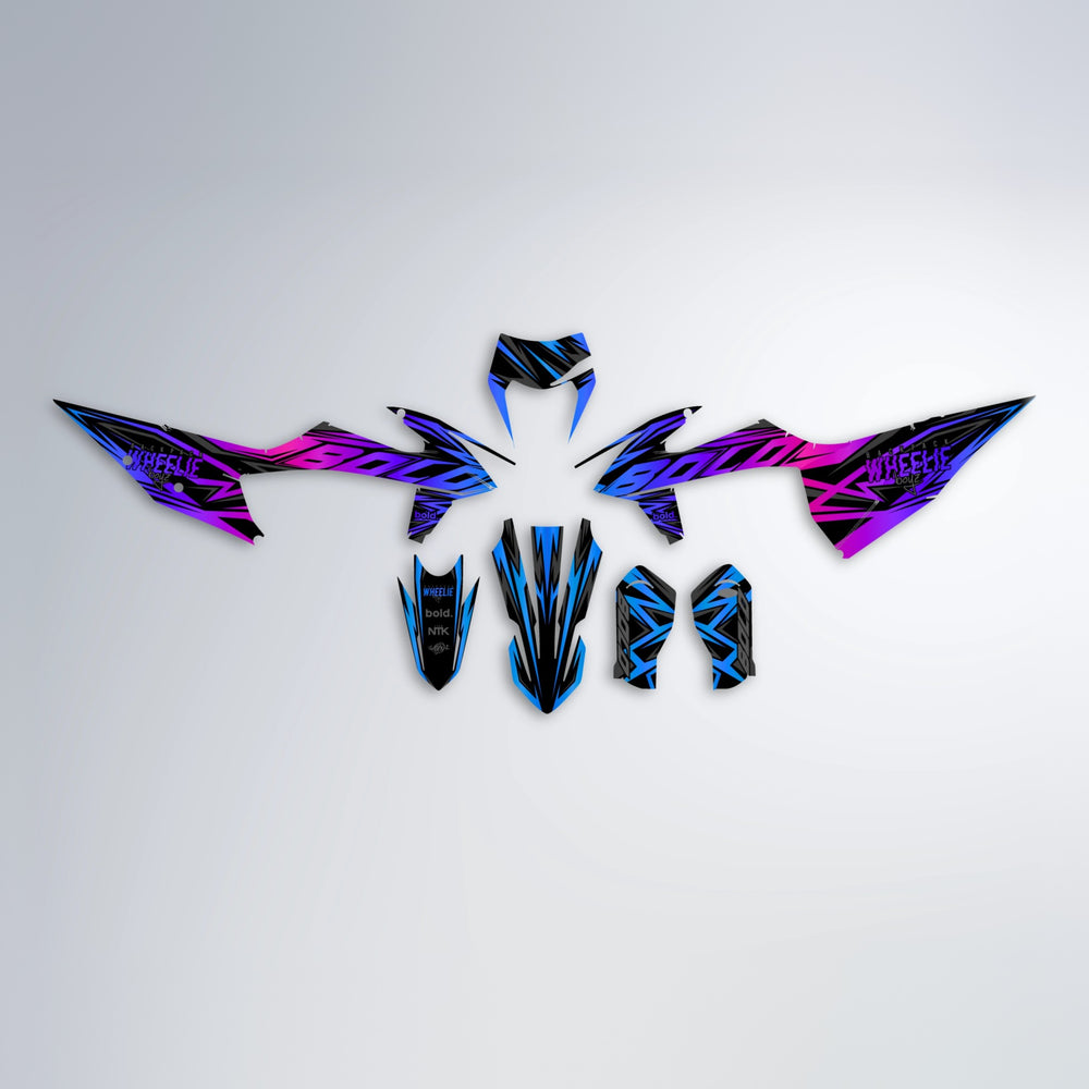 ANXIETY graphics kit parts layout in Blue Purple Fade
