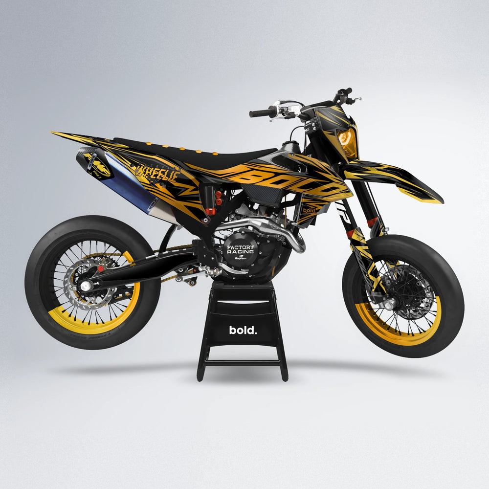 ANXIETY supermoto graphics kit in Gold Chrome