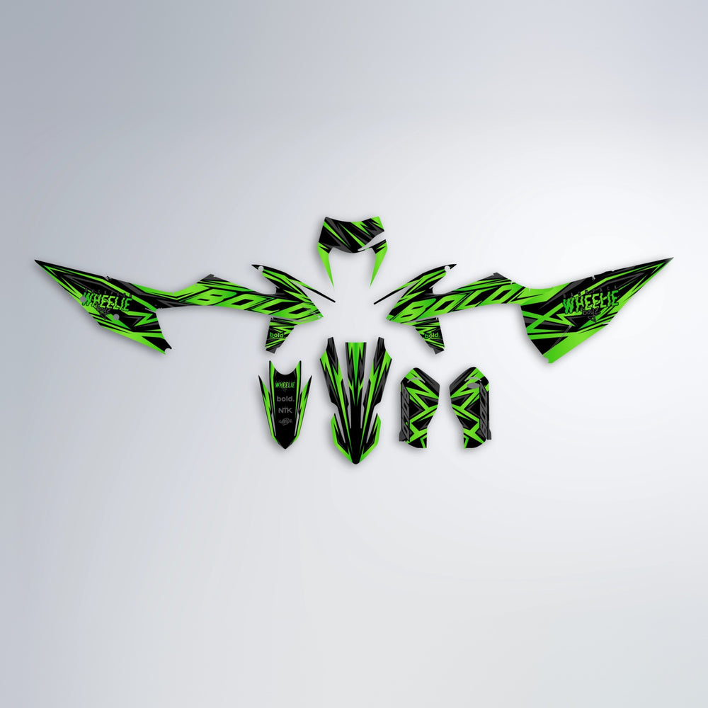 ANXIETY graphics kit parts layout in Green
