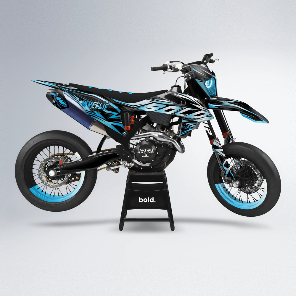 ANXIETY supermoto graphics kit in Light Blue & White