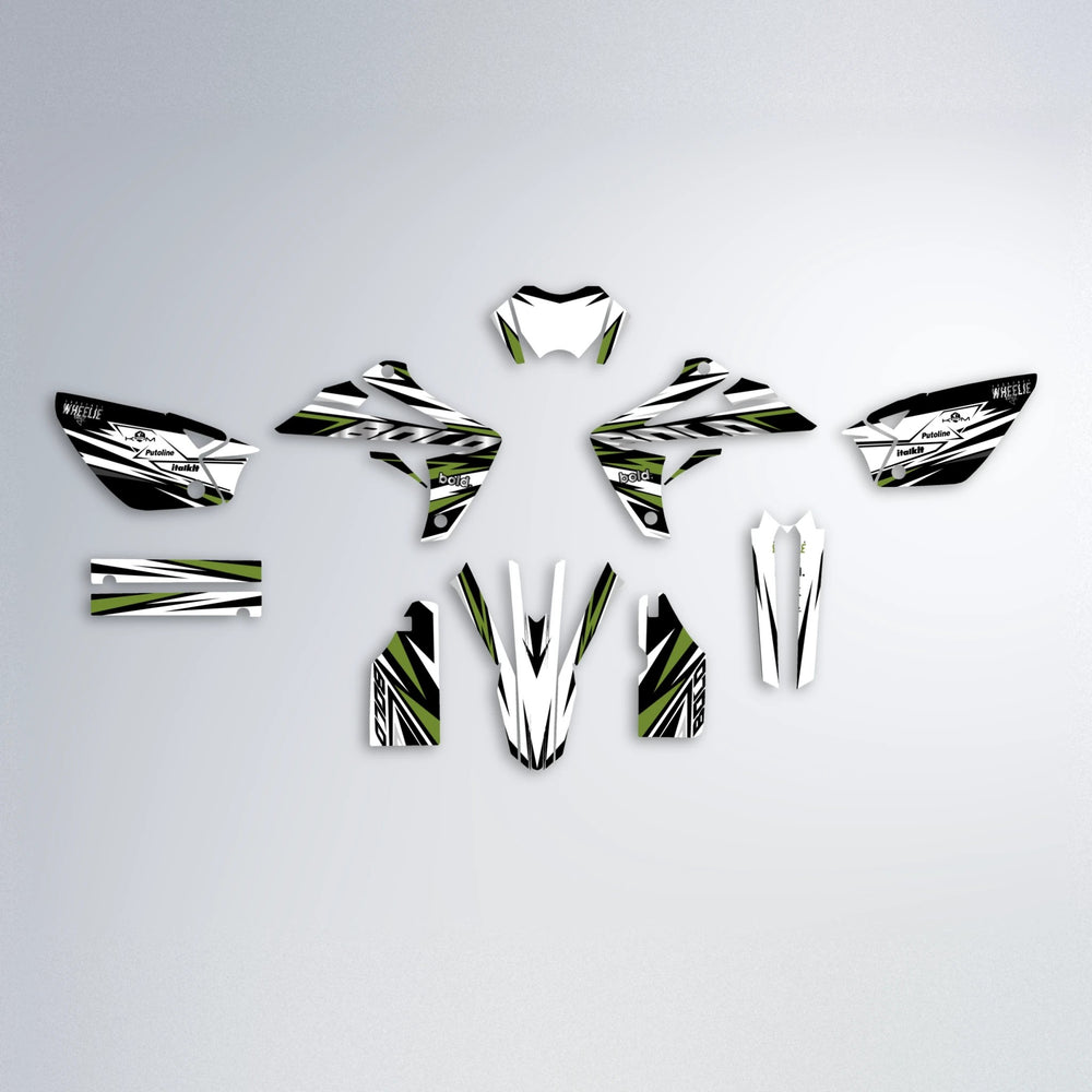 ARCTIC Rieju MRT graphics kit parts layout in Olive