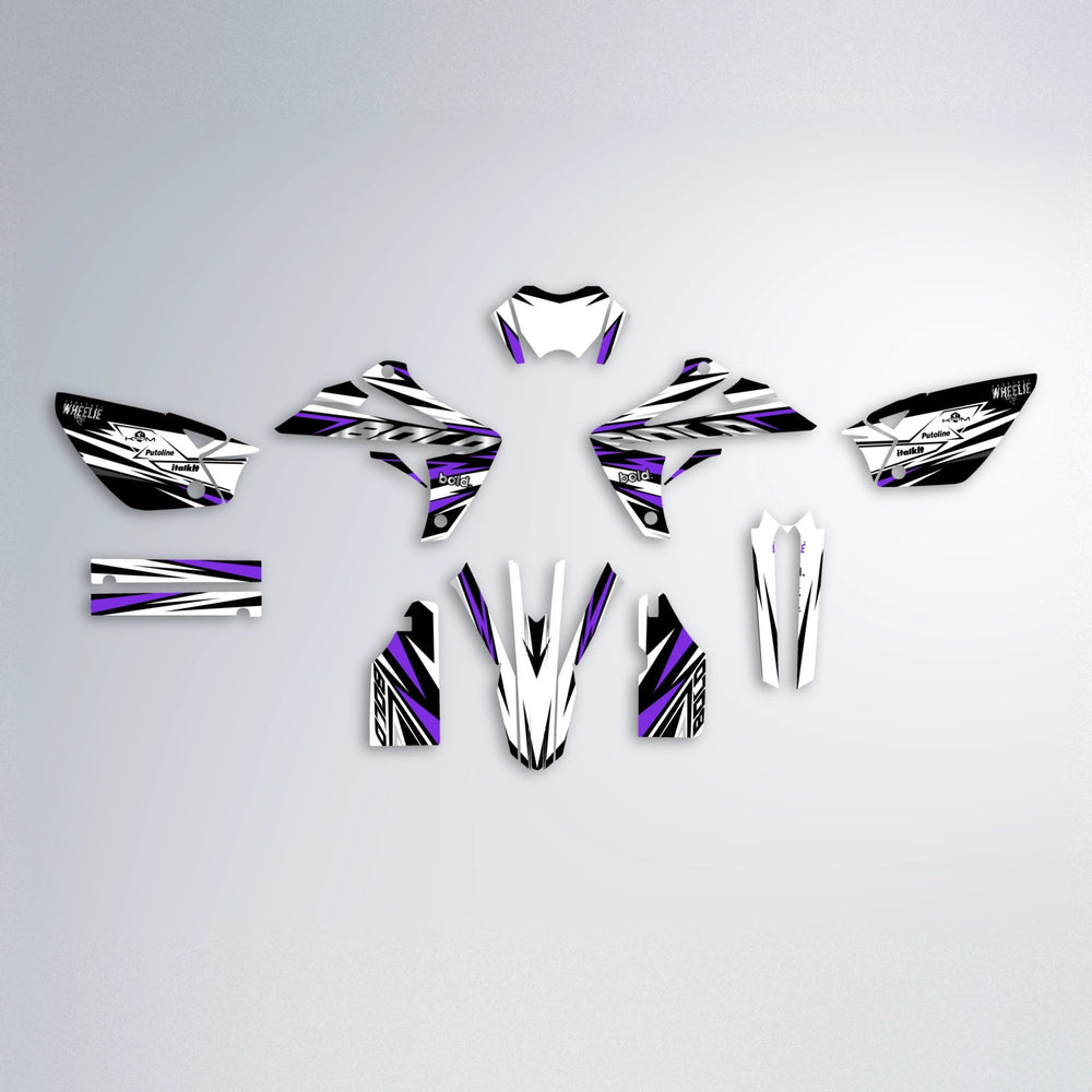 ARCTIC Rieju MRT graphics kit parts layout in Purple