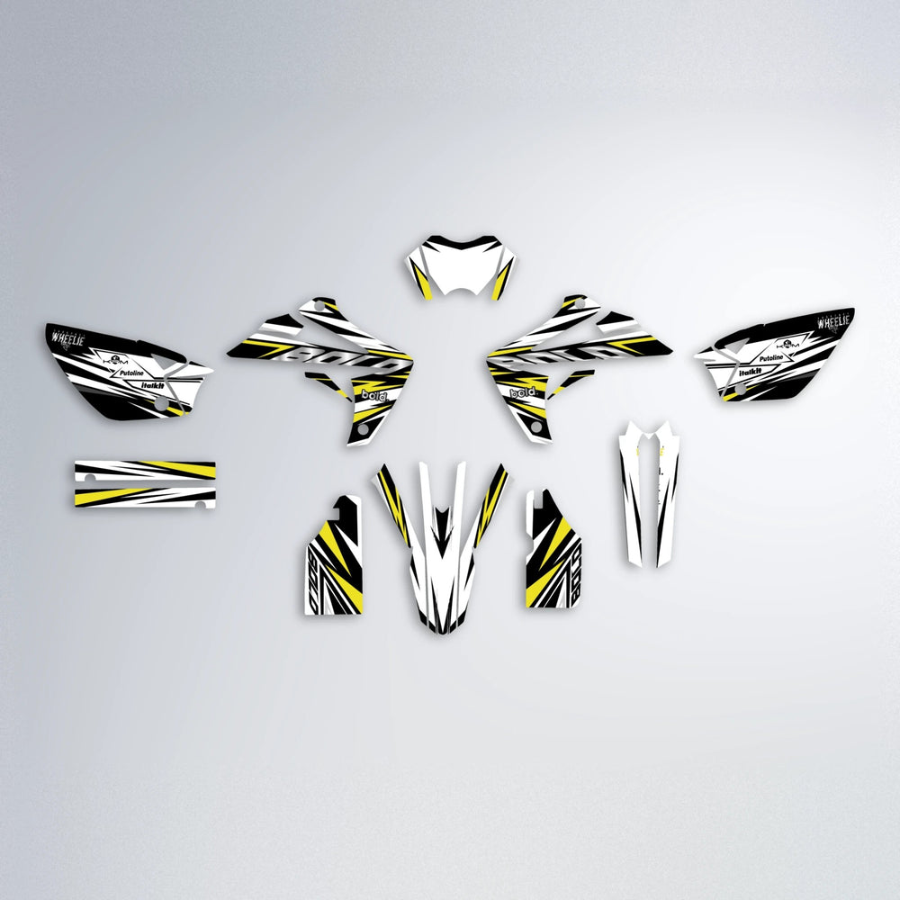 ARCTIC Rieju MRT graphics kit parts layout in Yellow