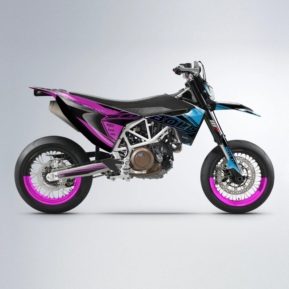 ARTTU STENBERG Husqvarna 701 supermoto graphics kit in Pink & Light Blue
