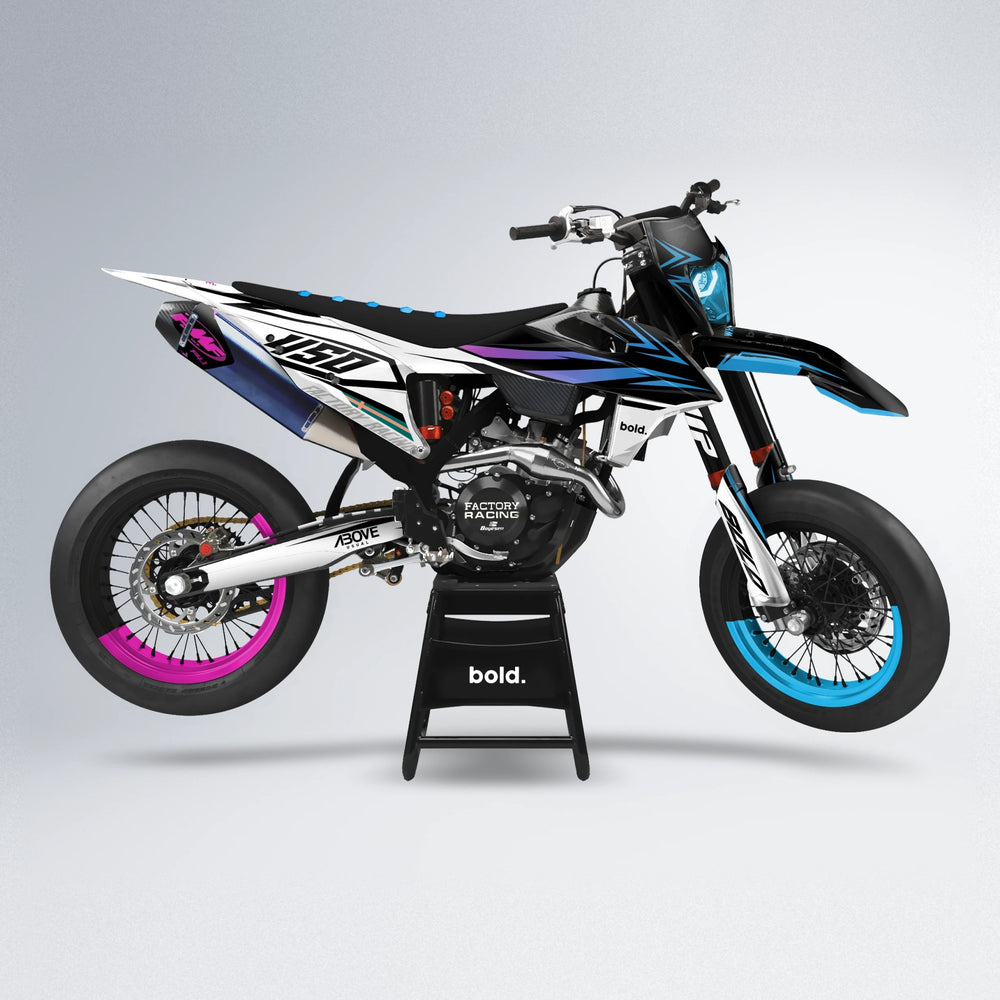 ASCEND supermoto graphics kit in Pink & Light Blue