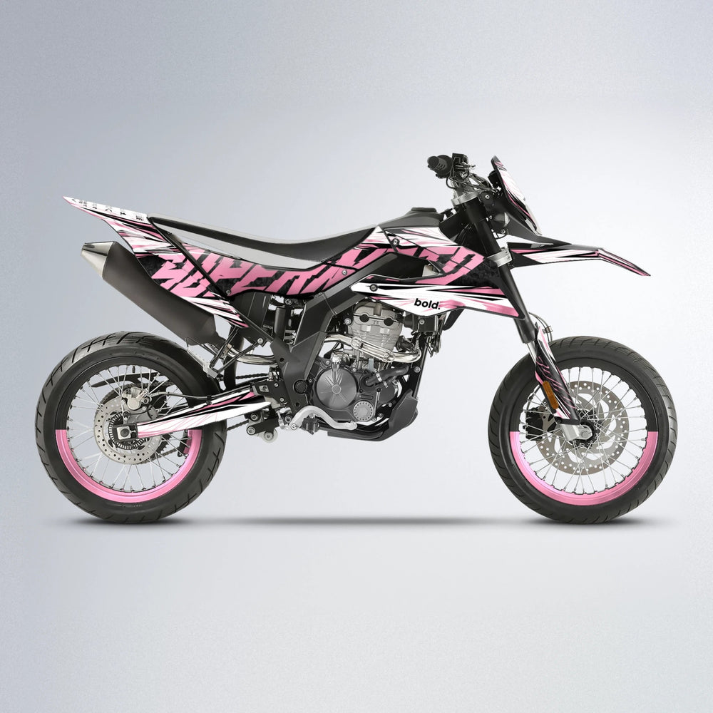 BENJIS Aprilia SX 125 supermoto graphics kit in Sakura Pink