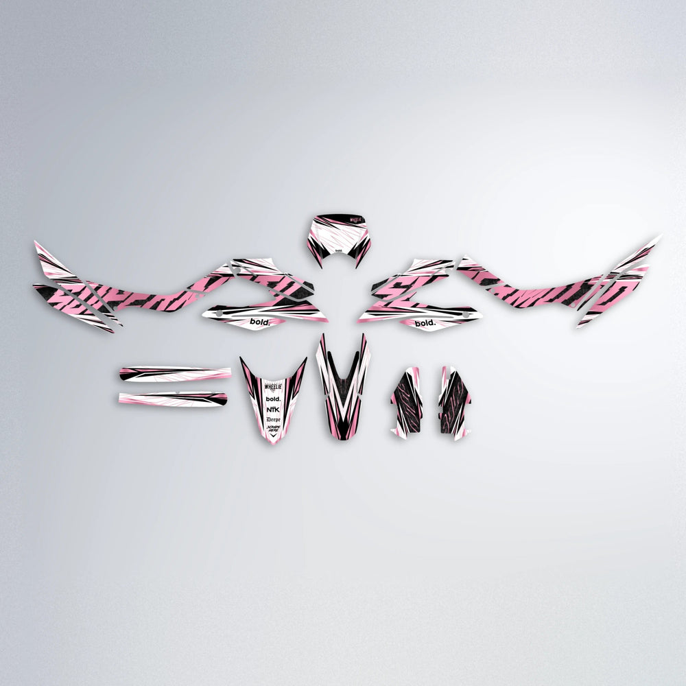 BENJIS Aprilia SX 125 graphics kit parts layout in Sakura Pink