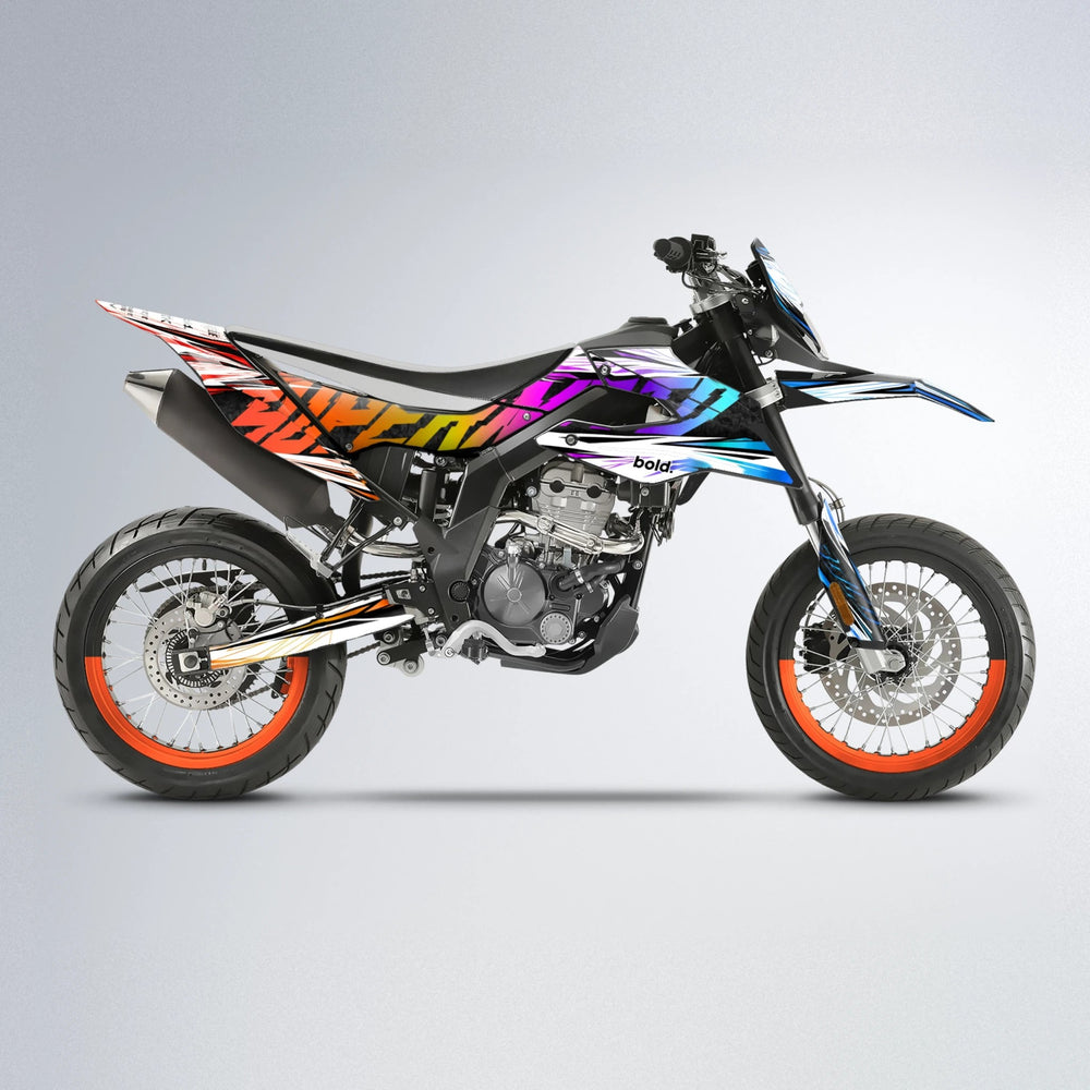 BENJIS Aprilia SX 125 supermoto graphics kit in Sunset Fade