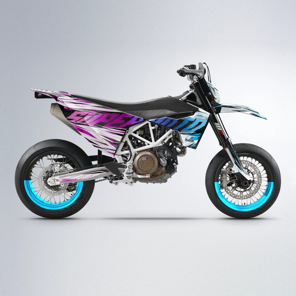 BENJIS Husqvarna 701 supermoto graphics kit in Pink & Light Blue