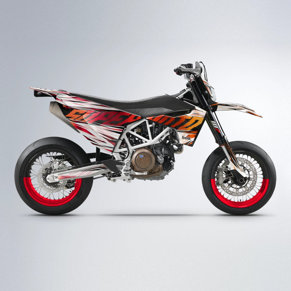BENJIS Husqvarna 701 supermoto graphics kit in Red & Orange